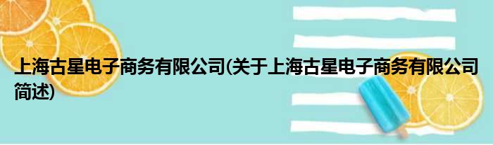 上海古星电子商务有限公司(对于上海古星电子商务有限公司简述)