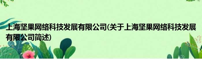 上海坚果收集科技睁开有限公司(对于上海坚果收集科技睁开有限公司简述)