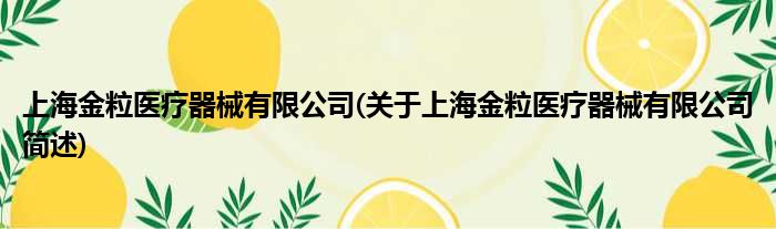上海金粒医疗工具备限公司(对于上海金粒医疗工具备限公司简述)