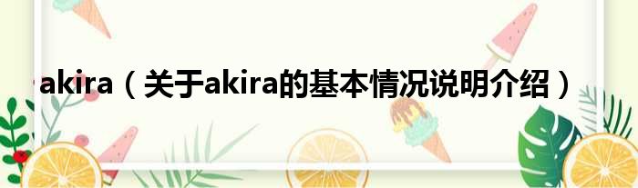 akira（对于akira的根基情景剖析介绍）