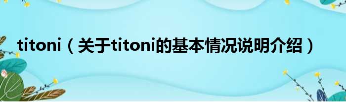 titoni（对于titoni的根基情景剖析介绍）