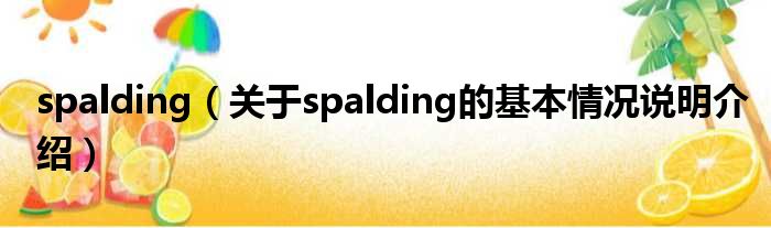 spalding（对于spalding的根基情景剖析介绍）