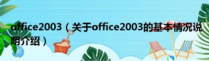 office2003（对于office2003的根基情景剖析介绍）