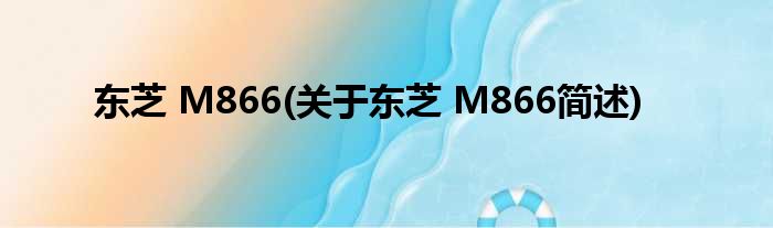 东芝 M866(对于东芝 M866简述)