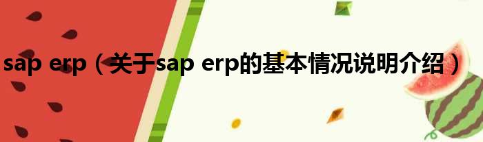 sap erp（对于sap erp的根基情景剖析介绍）