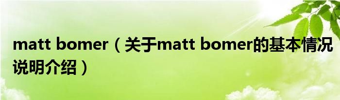 matt bomer（对于matt bomer的根基情景剖析介绍）