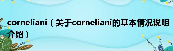 corneliani（对于corneliani的根基情景剖析介绍）