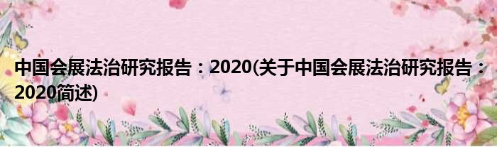 中国会展法治钻研陈说：2020(对于中国会展法治钻研陈说：2020简述)