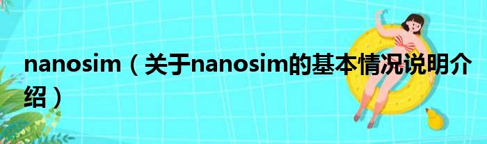 nanosim（对于nanosim的根基情景剖析介绍）