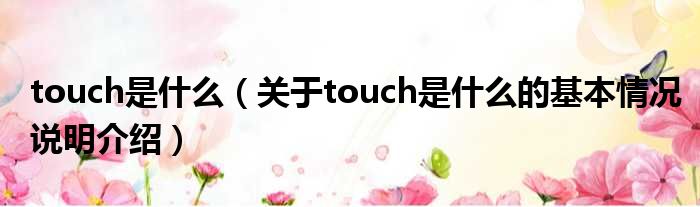touch是甚么（对于touch是甚么的根基情景剖析介绍）