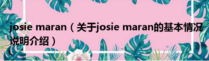 josie maran（对于josie maran的根基情景剖析介绍）