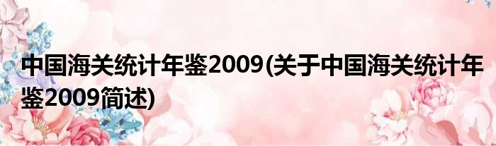 中国海关统计年鉴2009(对于中国海关统计年鉴2009简述)