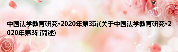 中国法学教育钻研·2020年第3辑(对于中国法学教育钻研·2020年第3辑简述)