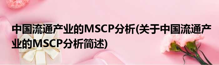 中国流通财富的MSCP合成(对于中国流通财富的MSCP合成简述)