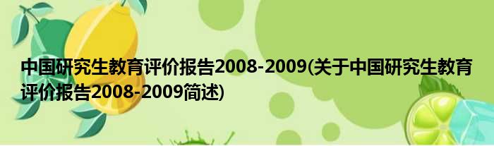 中国钻研生教育评估陈说2008
