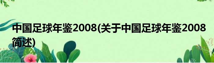 中国足球年鉴2008(对于中国足球年鉴2008简述)