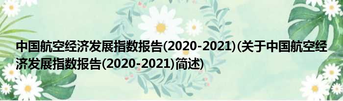 中国航空经济睁开指数陈说(2020