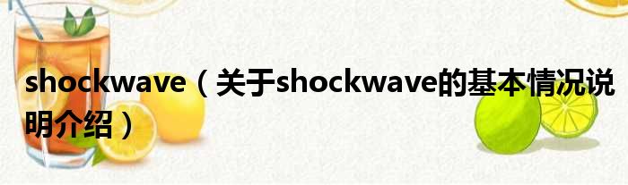 shockwave（对于shockwave的根基情景剖析介绍）