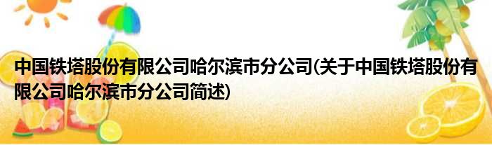 中国铁塔股份有限公司哈尔滨市分公司(对于中国铁塔股份有限公司哈尔滨市分公司简述)