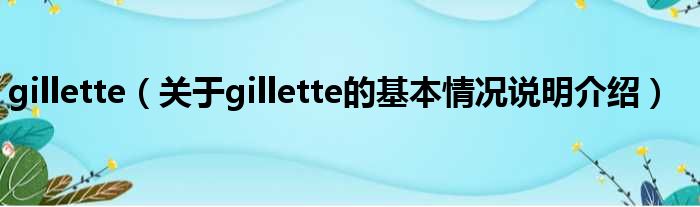 gillette（对于gillette的根基情景剖析介绍）