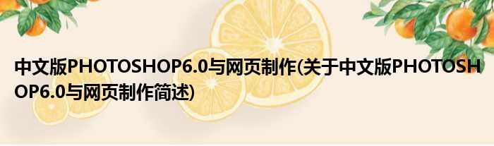 中文版PHOTOSHOP6.0与网页制作(对于中文版PHOTOSHOP6.0与网页制作简述)
