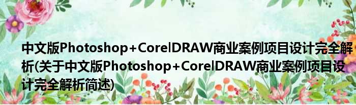 中文版Photoshop+CorelDRAW商业案例名目妄想残缺剖析(对于中文版Photoshop+CorelDRAW商业案例名目妄想残缺剖析简述)