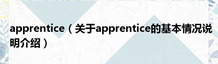 apprentice（对于apprentice的根基情景剖析介绍）