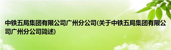中铁五局总体有限公司广州分公司(对于中铁五局总体有限公司广州分公司简述)