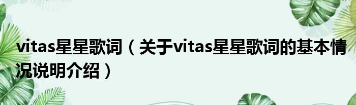 vitas星星歌词（对于vitas星星歌词的根基情景剖析介绍）