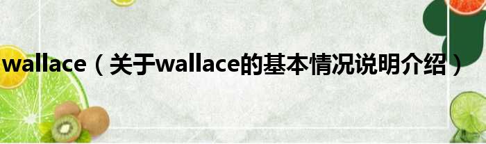 wallace（对于wallace的根基情景剖析介绍）