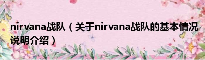 nirvana战队（对于nirvana战队的根基情景剖析介绍）